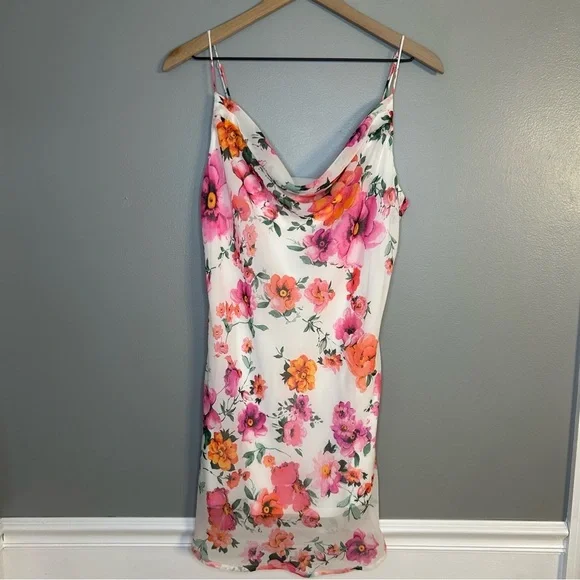 *NWT* Altar’d State Floral Draped Cowl Neck Sleeveless Mini Dress, Size XL - Picture 1 of 6